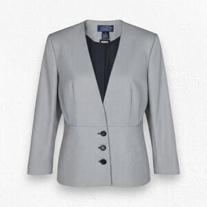 1980s Vintage Black Houndstooth E.H. Woods Power Suit Jacket Blazer Size 10